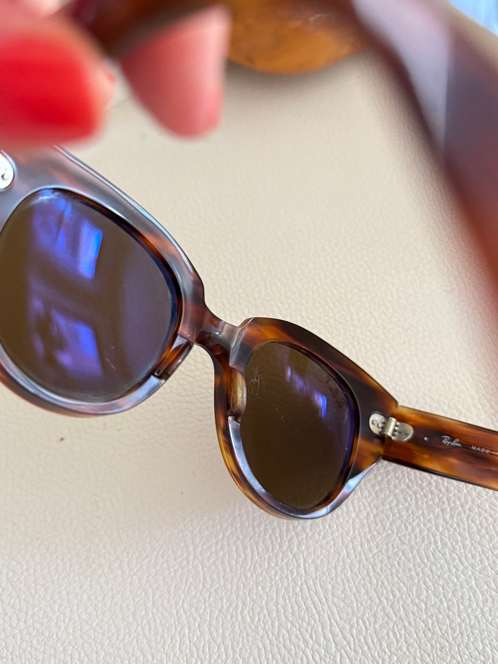 Havana Brown Ray-Ban Roundabout Polarized Sunglasses - Oversized Eyewear Glasses - Picture 10 of 17